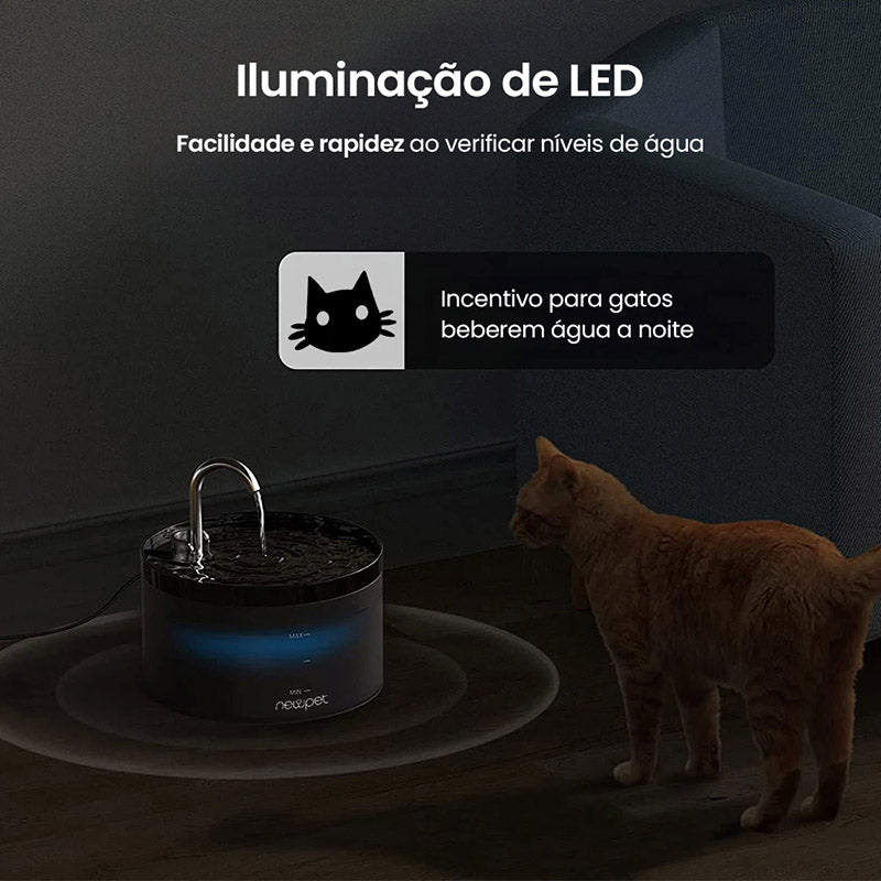 Bebedouro Automático Newpet com Filtro para Gatos e Cães | Fonte de Água com Recirculação Silenciosa e USB