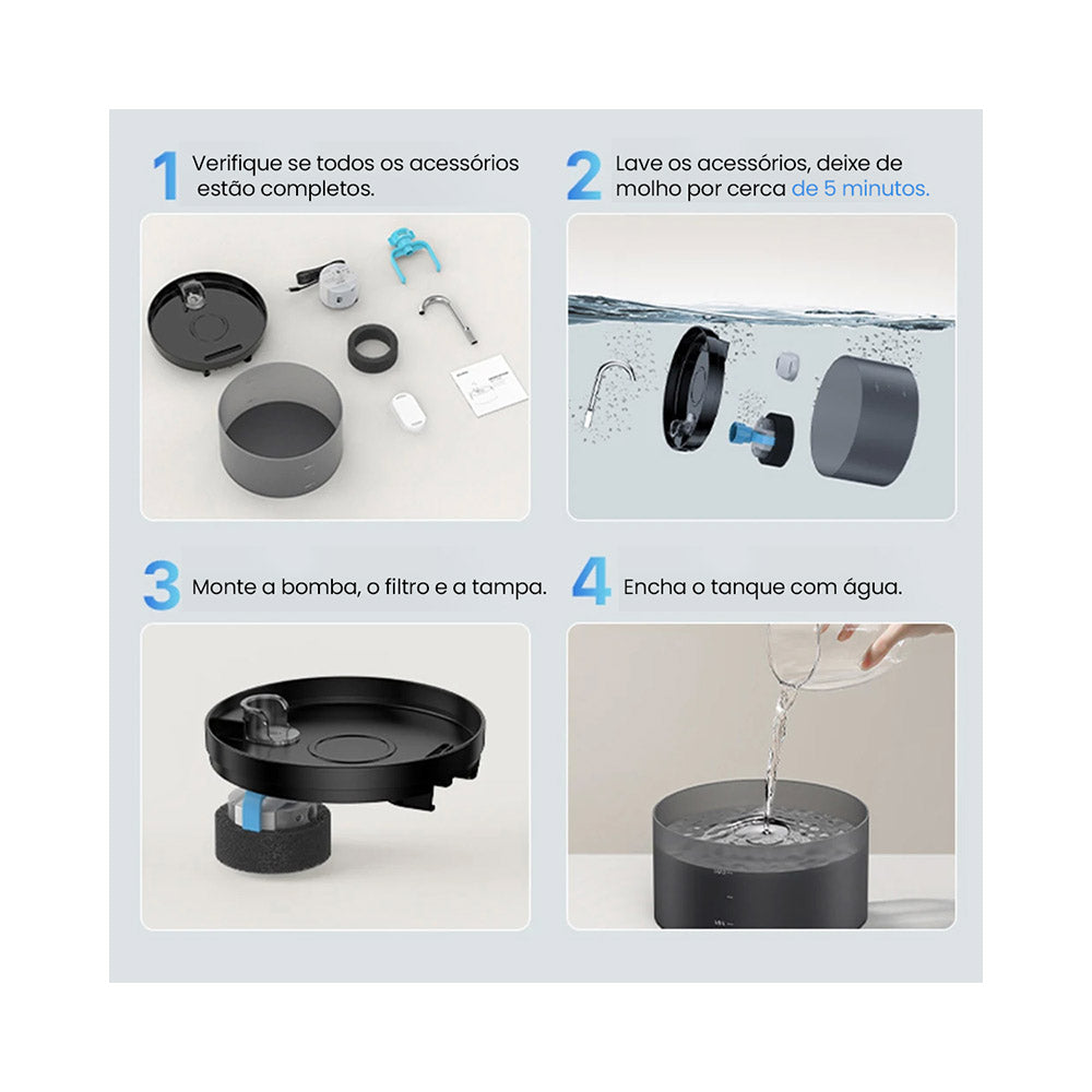 Bebedouro Automático Newpet com Filtro para Gatos e Cães | Fonte de Água com Recirculação Silenciosa e USB