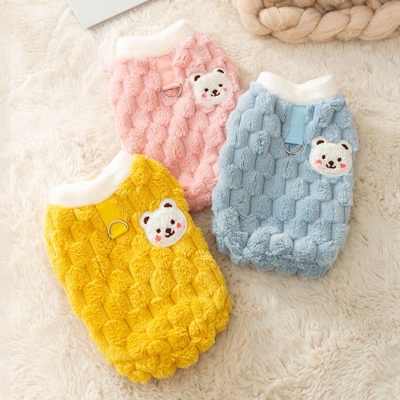 Suéter Xadrez Ursinho para Gatos | Roupa de Inverno para Pets Pequenos