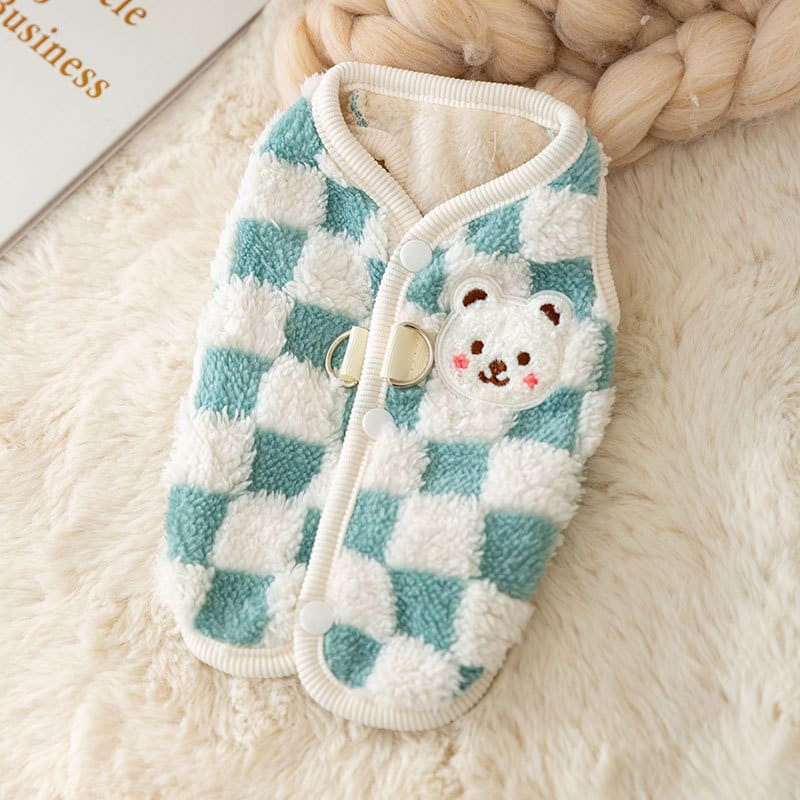 Suéter Xadrez Ursinho para Gatos | Roupa de Inverno para Pets Pequenos