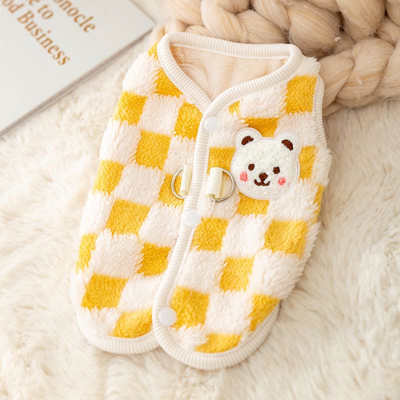 Suéter Xadrez Ursinho para Gatos | Roupa de Inverno para Pets Pequenos