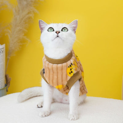 Roupa de Algodão Fofo para Gatos | Blusa de Inverno com Fivela