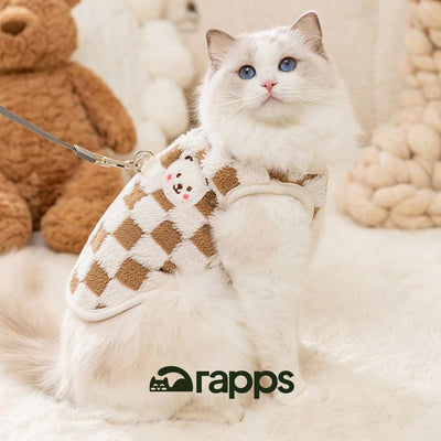 Suéter Xadrez Ursinho para Gatos | Roupa de Inverno para Pets Pequenos